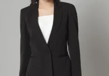 Regular Fit Stretch Notch collar blazer-Black
