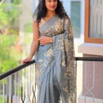 Floral Embroidered Linen Cotton Sarees