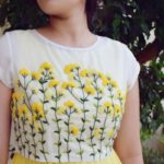 Embroidered  Yellow Kurti
